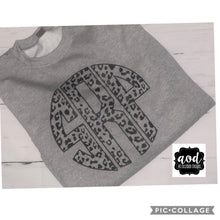 Load image into Gallery viewer, Monogrammed Leopard Print Grey Sweatshirt| Monogrammed Leopard Print White Sweatshirt | Monogrammed Kids Leopard Print Sweatshirt