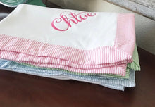 Load image into Gallery viewer, Seersucker Baby Blanket | Personalized Baby Blanket | Seersucker Personalized Baby Blanket