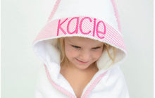 Load image into Gallery viewer, Monogrammed Seersucker Hooded Towel | Personalized Hooded Towel | Seersucker Hooded Towel