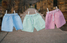 Load image into Gallery viewer, Seersucker Swim Trunks | Boys Swim Trunks | Lined Swim Trunks | Swim Shorts