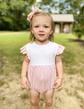 Load image into Gallery viewer, Girls Flutter Bubble | Pink Sleeve Flutter Bubble | Toddler Bubble | Kids Clothing | Girls Clothing | Baby Clothing | Soft Bubble | Pink